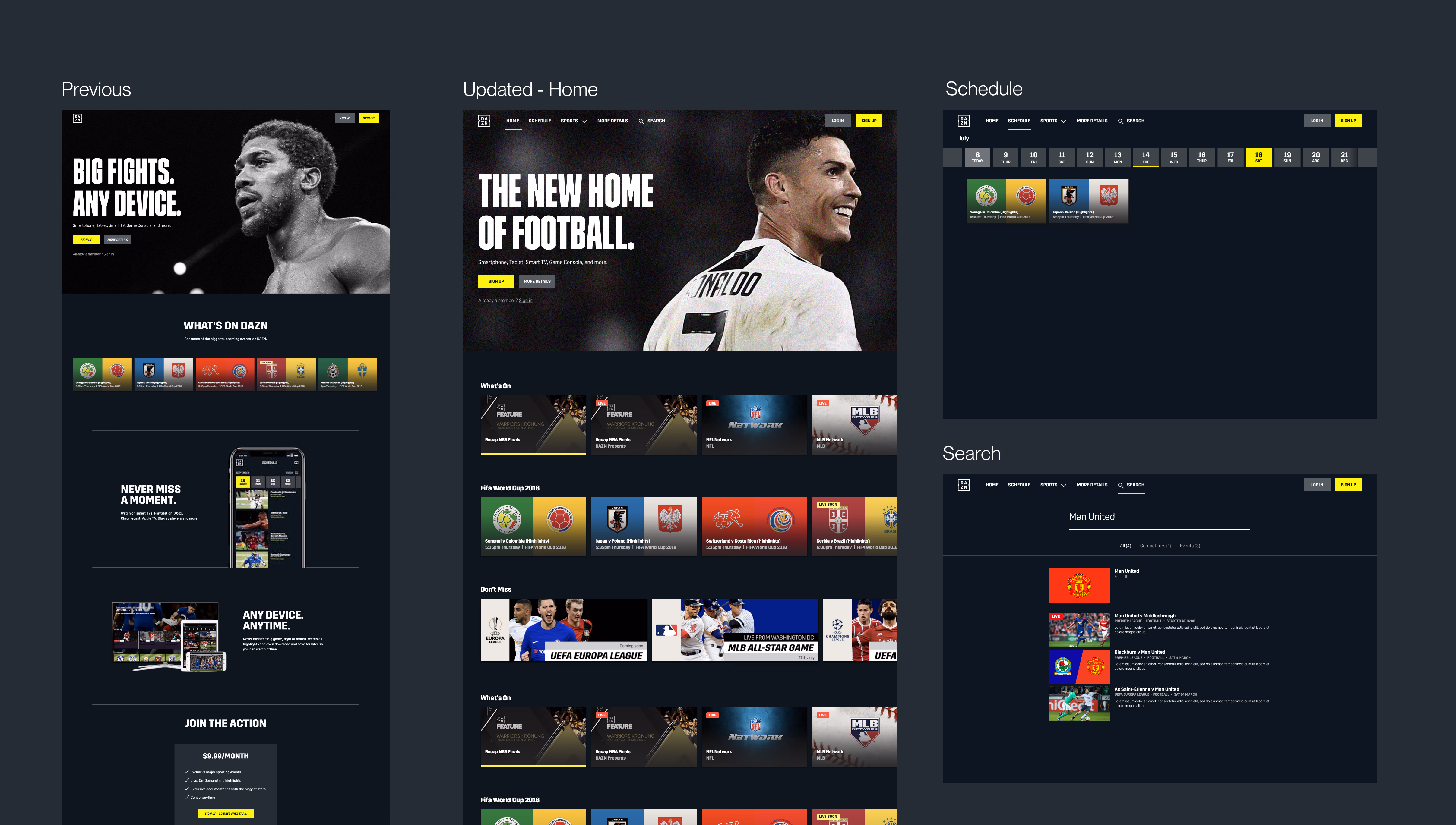 DAZN ideation explorations
